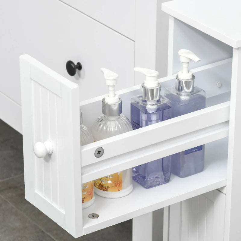 Kleankin Slim Bathroom Cabinet with Castor Wheels Storage