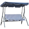 Outsunny 2 Person Adjustable Patio Swing Chair w/ Mesh Seats and Steel Frame, Blue