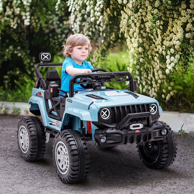 ShopEZ USA 12V Kids Ride-on Truck with Remote Control, Battery-Operated Kids Car with Led Lights, Electric Ride on Toy with Spring Suspension, Music, Horn, 3 Speeds, Black