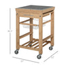 HOMCOM Rolling Mobile Kitchen Island Cart with Granite & Bamboo Countertop, Rack, Integrated Spice Rack & Storage Drawer