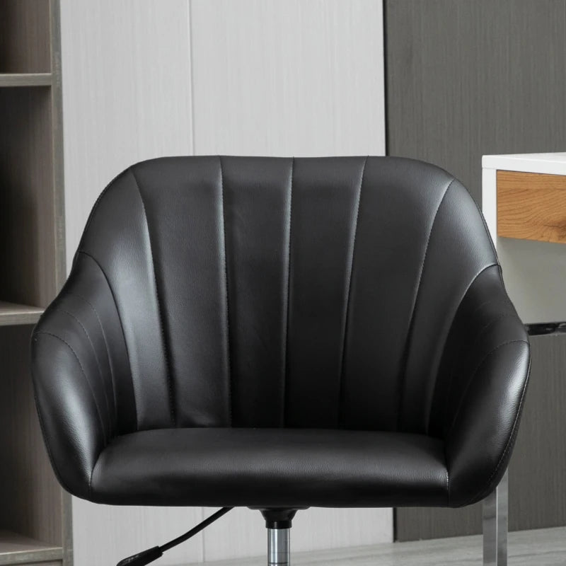 Vinsetto Chic U-Shaped Computer Armchair with Line Stitching and Faux Leather, Brown