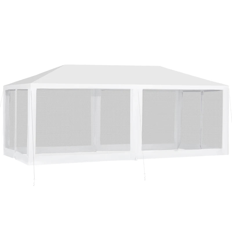 Outsunny 20' x 10' Outdoor Party Tent Gazebo Wedding Canopy with Removable Mesh Sidewalls, White