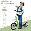 ShopEZ USA Youth Scooter Kick Scooter for Kids 5+ with Adjustable Handlebar 16" Front and 12" Rear Dual Brakes Inflatable Wheels, Green