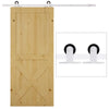 HOMCOM 6.6FT Carbon Steel Sliding Barn Door Kits Hardware Closet Set Track System for Double Wooden Door Industrial Wheel Style Roller