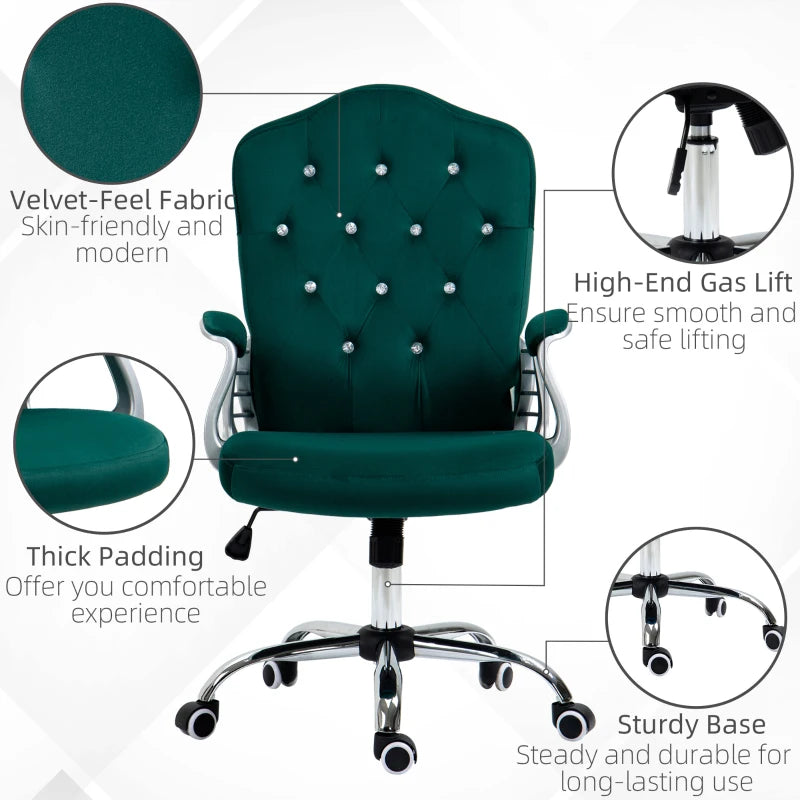 Vinsetto Velvet Office Chair Desk Chair with 360 Degree Swivel Wheels Adjustable Height Tilt Function Dark Gray