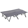 Outsunny Folding Camping Cot, Double Layer Heavy Duty Sleeping Cot with Carry Bag, Headrest, 2-Sided Reversible Mattress, Portable & Lightweight Cot Bed, Gray