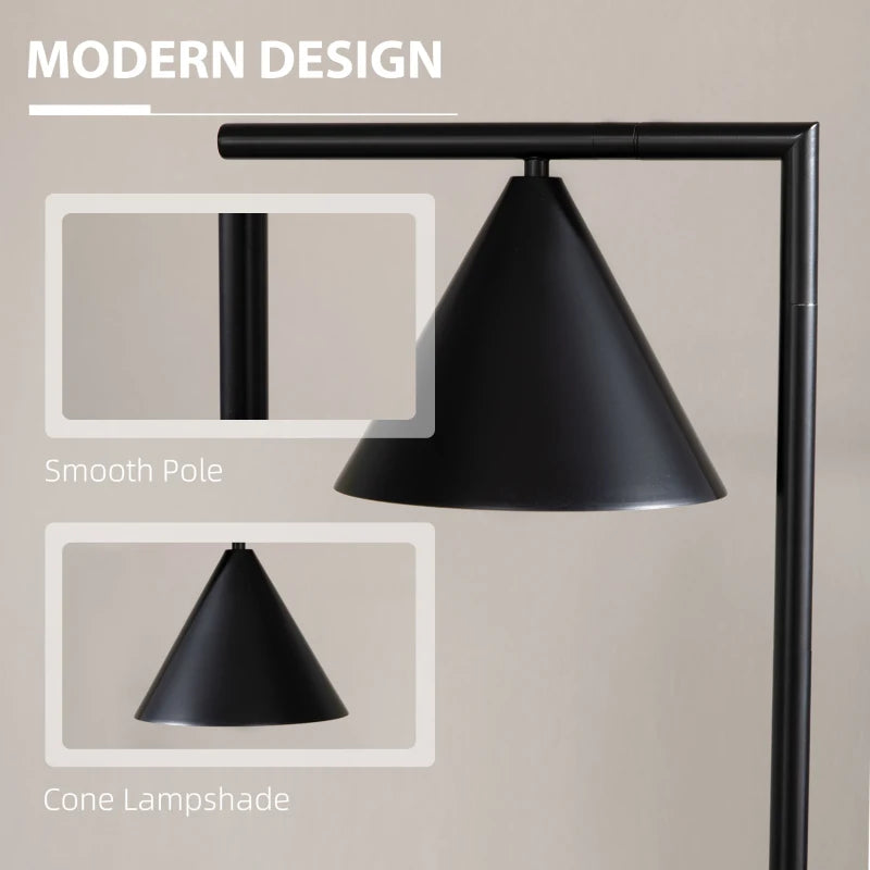 HOMCOM Floor Lamps for Living Room, Modern Standing Lamp with Adjustable Head, 13.75"x10.25"x60.25", Black