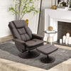 HOMCOM PU Leather Recliner Chair with Wrapped Base and Matching Ottoman Footrest, Brown