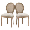 HOMCOM French-Style Upholstered Dining Chairs Set of 2, Armless Accent Side Chairs with Linen-Touch Upholstery, Beige