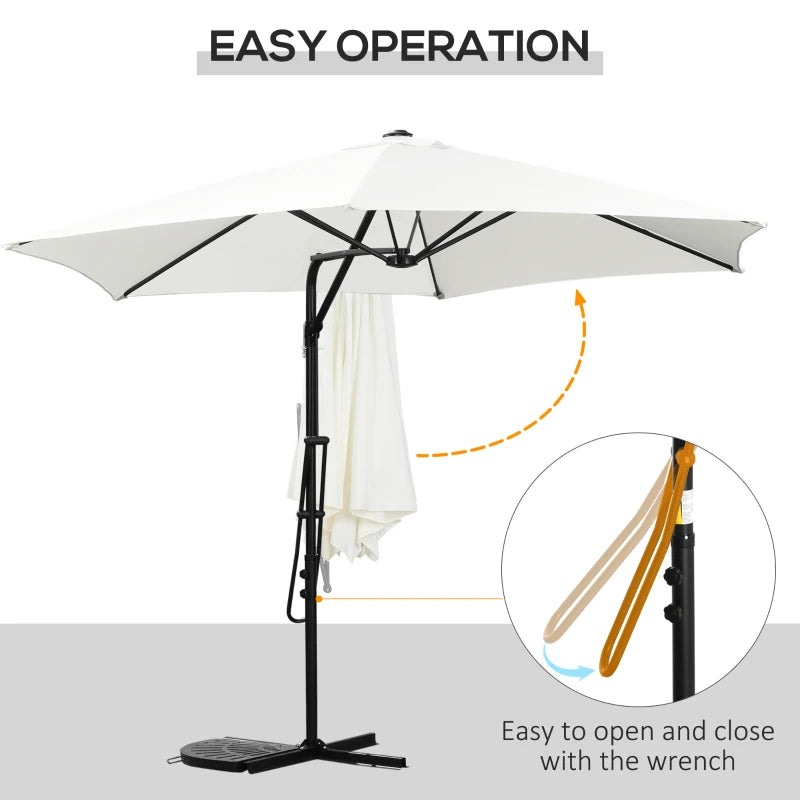 Outsunny 10FT Cantilever Umbrella, Offset Patio Umbrella with Crank and Cross Base for Deck, Backyard, Pool and Garden, Hanging Umbrellas, Tan