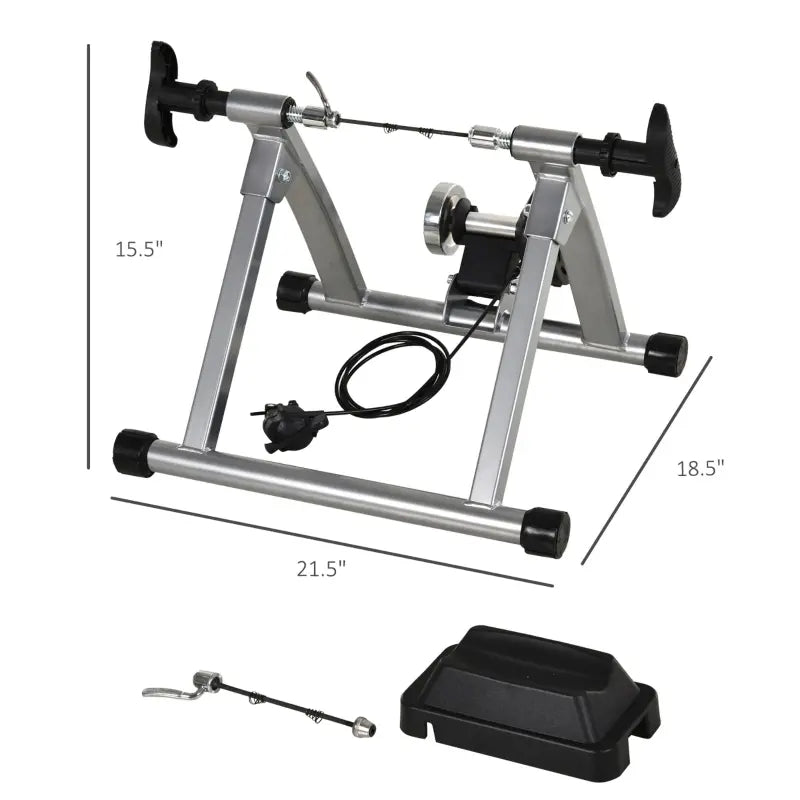 Soozier Magnetic Bike Bicycle Trainer Stand Indoor Exerciser w/5 Levels of Adjustable Resistance - Silver