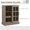 HOMCOM Wine Bar Cabinet, Small Sideboard Buffet Cabinet, Kitchen Storage Cabinet with 6-bottle Wine Rack and Stemware Racks, Sliding Galss Door, Shelves