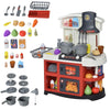 Qaba Kids Kitchen Playset with Lights, Sounds, Spray Sink with Running Water for Toddlers