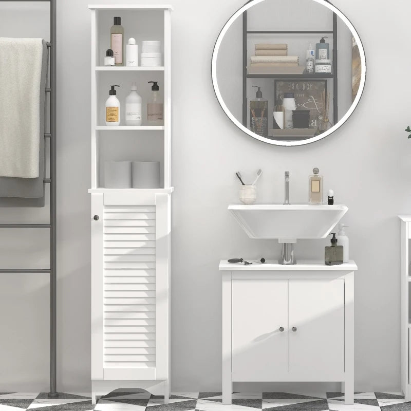 Gymax Tall Slim Bathroom Storage Cabinet Linen Tower w/ Drawer & Adjustable  Shelves 
