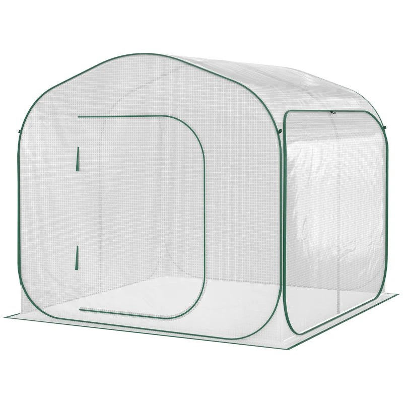 Outsunny 7' x 7' x 6' Portable Walk-in Greenhouse with Carrying Bag, Pop-up Setup, Outdoor Garden Canopy Hot House, Zipper Door for Growing Flowers, Herbs, Vegetables, Saplings, Succulents, Green