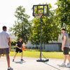 Soozier Portable Basketball Hoop, 7.6-10' Adjustable Height, Weight Base with Ball Holder, Basket Ball Stand on Wheels with 43" Backboard for Outdoor Junior Youth Adult Use
