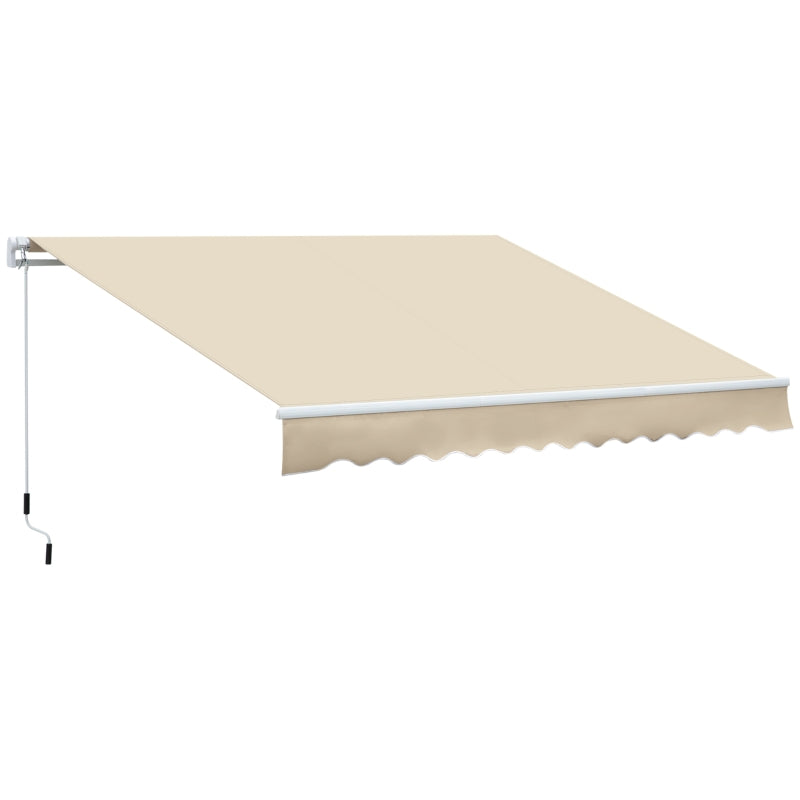 Outsunny 11.8' x 8.2' Outdoor Patio Manual Retractable Exterior Window Awning with Durable PU Design, Beige