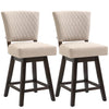 HOMCOM Set of 2 Swivel Counter Height Bar Stools with Footrest, Beige