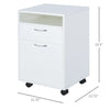 HOMCOM Mobile Storage Cabinet Organizer with Drawer and Cabinet, Printer Stand with Castors, White