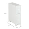 kleankin Slim Bathroom Cabinet, Freestanding Toilet Paper Storage with Two Drawers, Side Towel Rack, Four Castors, White