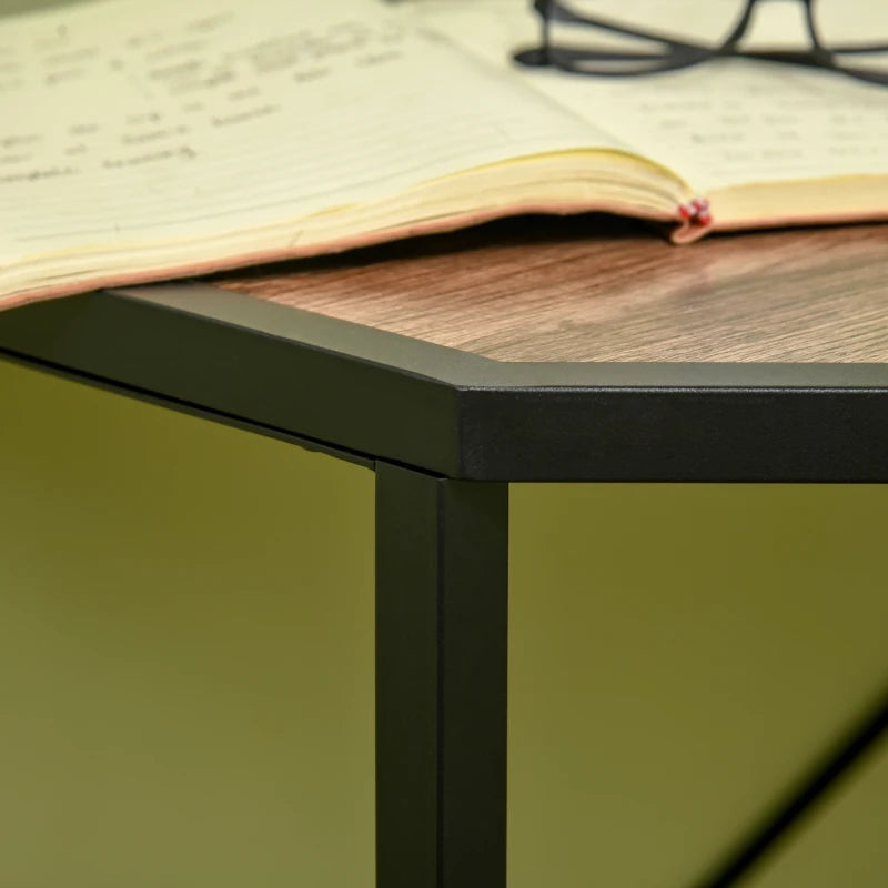 HOMCOM Corner Computer Desk with Steel Frame for Small Spaces, Writing Desk for Workstation, Black