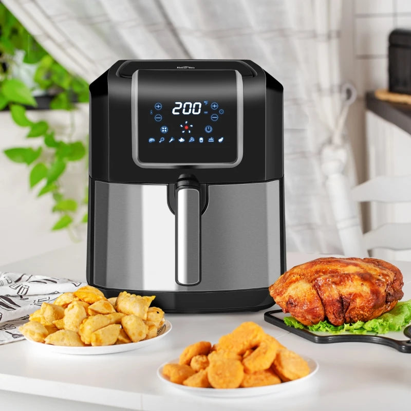 HOMCOM Air Fryer, 1700W 6.9 Quart Air Fryer Oven with 360° Air Circulation, Adjustable Temperature, Timer and Nonstick Basket for Oil Less or Low Fat Cooking