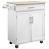 HOMCOM Kitchen Island Cart Rolling Trolley Cart with Drawer, Storage Cabinet & Towel Rack, Grey