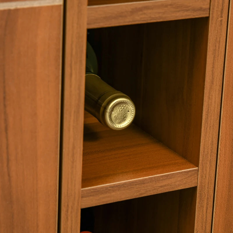 HOMCOM Industrial Cabinet 6-bottle Wine Rack Serving Buffet w/ Sliding Doors , Grey