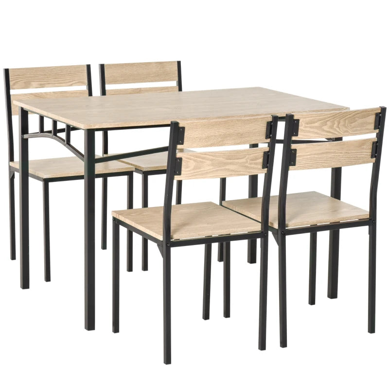 HOMCOM 5 Piece Dining Table Set for 4, Rectangular Kitchen Table and Chairs for Breakfast Nook, Small Space, Apartment, Dinette, Space Saving