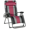 Outsunny XL Oversize Zero Gravity Recliner, Padded Patio Lounger Chair, Folding Chair with Adjustable Backrest, Cup Holder, and Headrest for Backyard, Poolside, Lawn, Striped, Wine Red