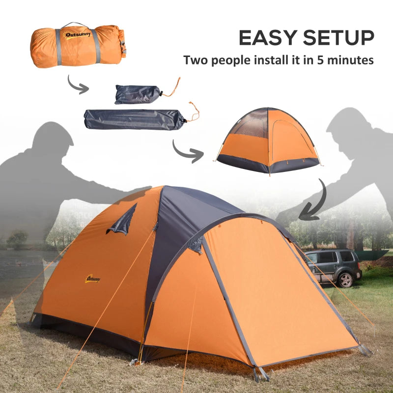 Outsunny Truck Bed Tent for 5'-5.5' Bed with Awning, Portable Pickup Truck Tent for 2-3 Persons, Orange