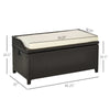 Outsunny PE Rattan Patio Storage Bench with Interior Water-Fighting Cloth Bag & Comfortable White Top Cushion, Brown