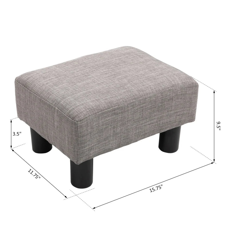 HOMCOM 16” Cubed Modern Linen Fabric Pouf Footrest Ottoman Furniture Dark Blue