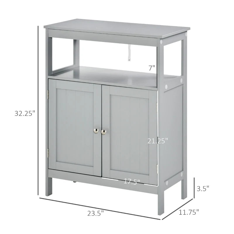 HOMCOM Tall Bathroom Storage Cabinet, Freestanding Linen Tower with Adjustable Shelves