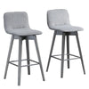 HOMCOM Swivel Bar Stools Set of 2, Counter Height Barstools Linen Fabric Padded Chair with 26.5" Seat Height and Footrest, Grey