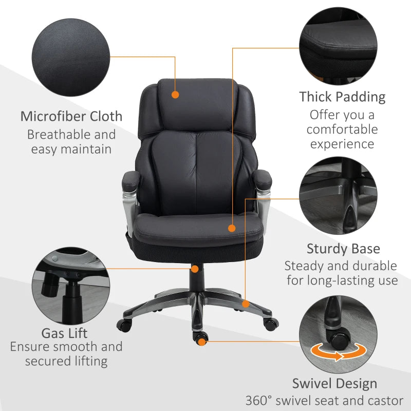 Vinsetto Big and Tall Strong Vibration Massage Office Chair, Swivel Microfiber High Back Chair, Computer Chair with Adjustable Height, 400 lbs, Black