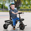 Qaba Baby Tricycle 4 In 1 Trike w/ Reversible Angle Adjustable Seat Removable Handle Canopy Handrail Belt Storage Footrest Brake Clutch for 1-5 Years Old Grey