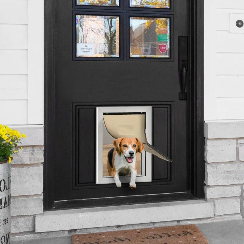 PawHut 2 Way Locking Pet Doggie Door,  w/ Magnetic Closure, for Pets up to 110 lbs