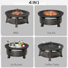 Outsunny 31-Inch Steel Fire Pit, Outdoor Large Wood Burning Fire Bowl w/Screen Cover, Poker
