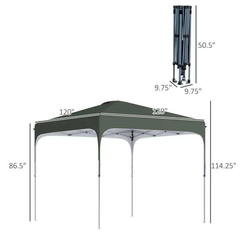 Outsunny 10' x 10' Pop Up Canopy Tent with Wheeled Carry Bag and 4 Sand Bags, Instant Sun Shelter, Tents for Parties, Height Adjustable, for Outdoor, Garden, Patio, White