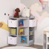 HOMCOM 9-Cube Kids Corner Storage Toy Cabinet Organizer Bookshelf w/ Fabric Drawer Bins-2