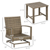 Outsunny Patio Bistro Set, Porch Furniture with Soft Cushions and Rocking Function for Yard, Lawn, Porch, Light Gray