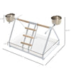 PawHut Bird PlayStand with Wooden Perch Ladder Feeding Cups for Macaw Parrot Conure White