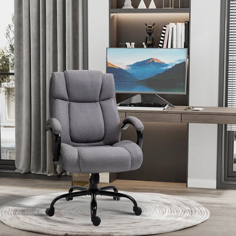 Vinsetto High Back Big and Tall Executive Office Chair 484lbs with Wide  Seat Computer Desk Chair with Linen Fabric Swivel Wheels Light Gray