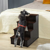 PawHut 4-Step Wooden Pet Stair Pet Steps with Soft Short Plush Cushions on Each Step - Dark Coffee