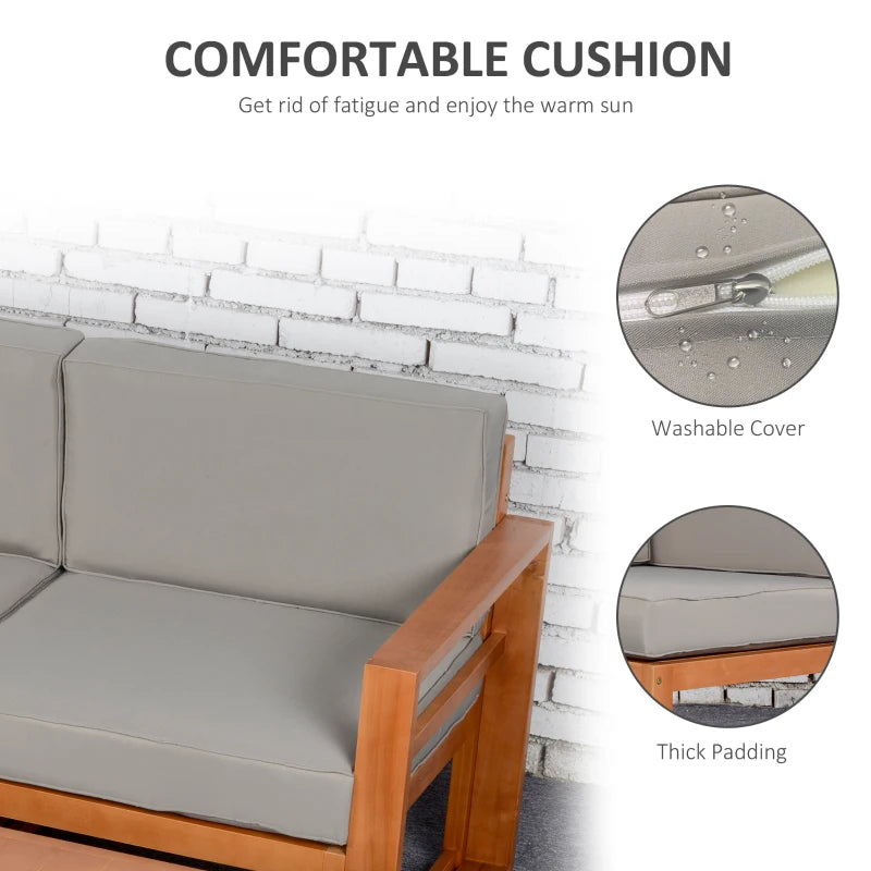 Outsunny 4 PC Aluminum Garden Sofa Set Widened Seat, Coffee Table & Cushions, Cream