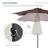 Outsunny 9' x 7' Patio Umbrella Outdoor Table Market Umbrella with Crank, Solar LED Lights, 45° Tilt, Push-Button Operation, for Deck, Backyard, Pool and Lawn, Blue