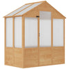 Outsunny 6' x 4' x 7' Wooden Greenhouse, Walk-in Green House, Outdoor Polycarbonate Greenhouse with Door, Natural