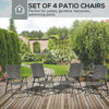 Outsunny Folding Patio Chair Set of 4, Rattan Folding Chairs with Armrest, Steel Frame for Outdoors, Camping, Mixed Grey
