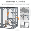 Pawhut Outdoor 3 Platforms Wooden Frame Cat Cage Pet House Small Animal Shelter Home